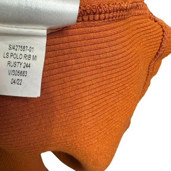 GAP Women's Long Sleeve Ribbed Polo Midi Dress Button Front Rust Orange XS - Picture 3 of 7